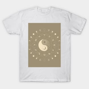 Yin and Yang Zodiac Moon Graphic T-Shirt